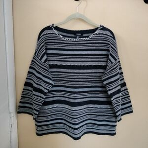 Chaps Womens Cotton Blend Blue Striped Sweater XL Preppy Nautical